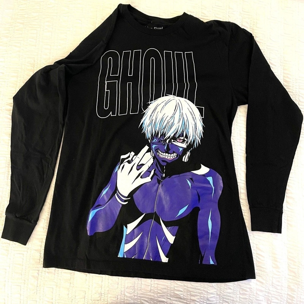 Tokyo Ghoul Long-Sleeve T-Shirt Size Large Funimation Anime Ken Kaneki Black Tee